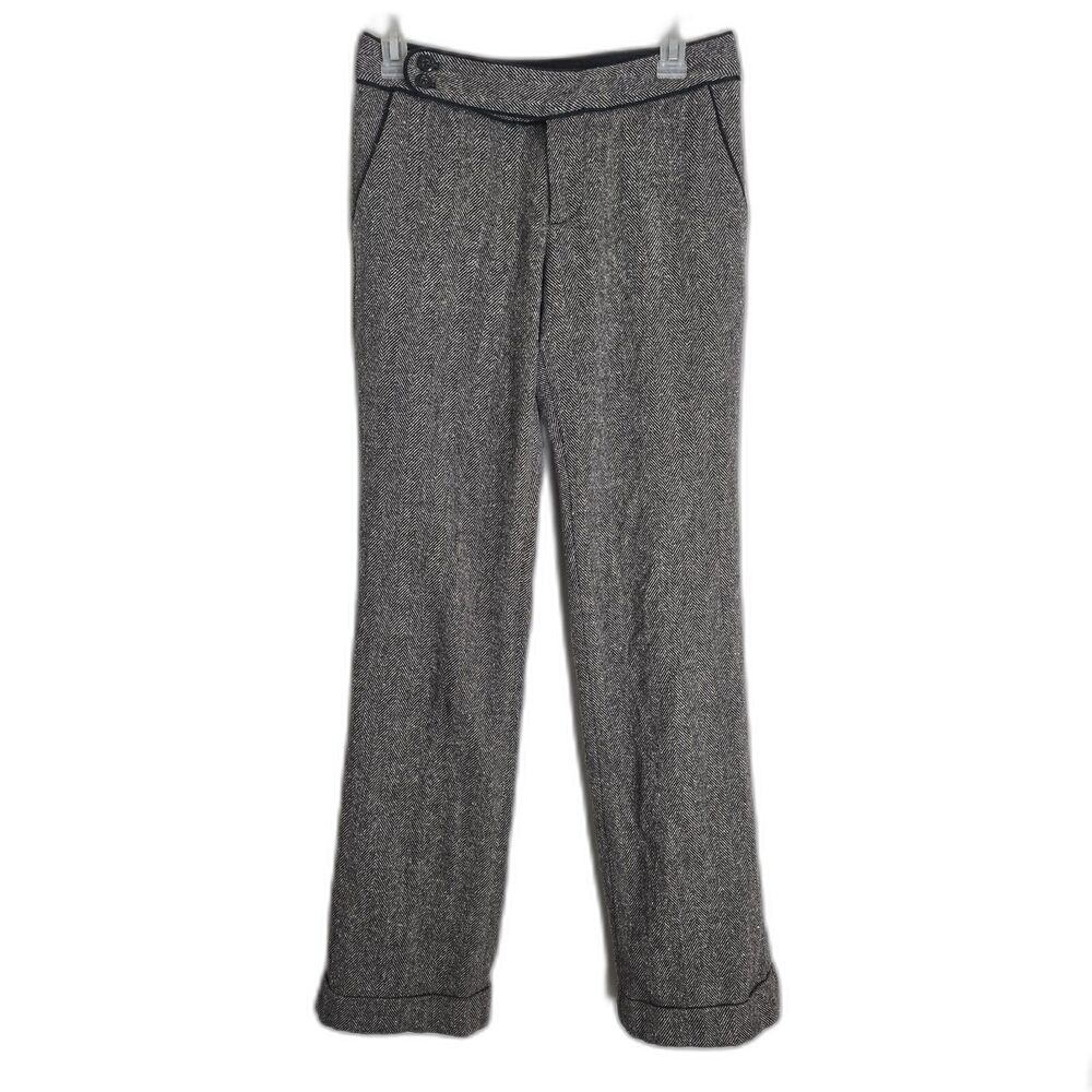 Banana Republic Pants Women 2 Tweed Wool Blend Straight 30X32 Dark Academia